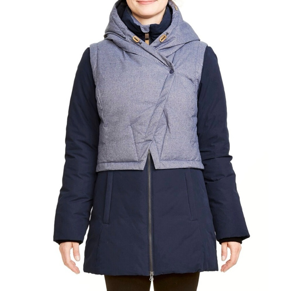 Fig Women's Two-Tone Hooded Duck Down Jacket - Sz M